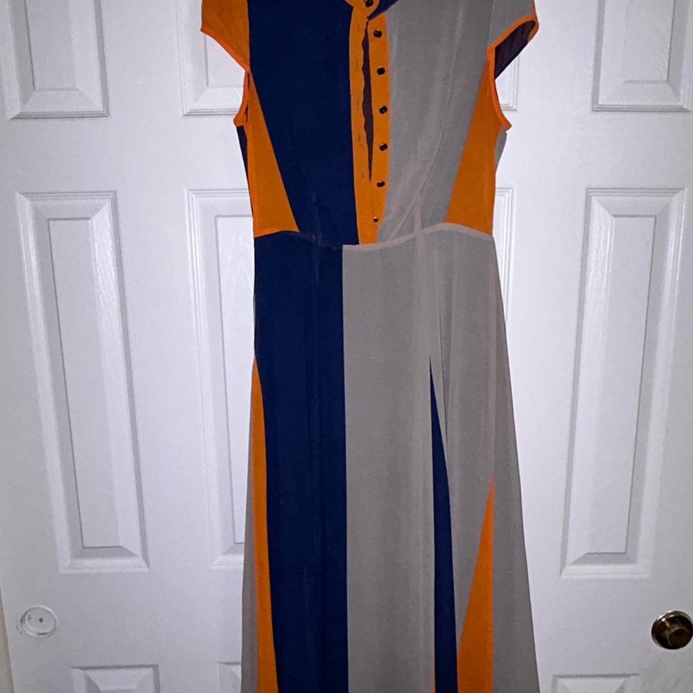 Stylish Orange and Blue Women's Dress